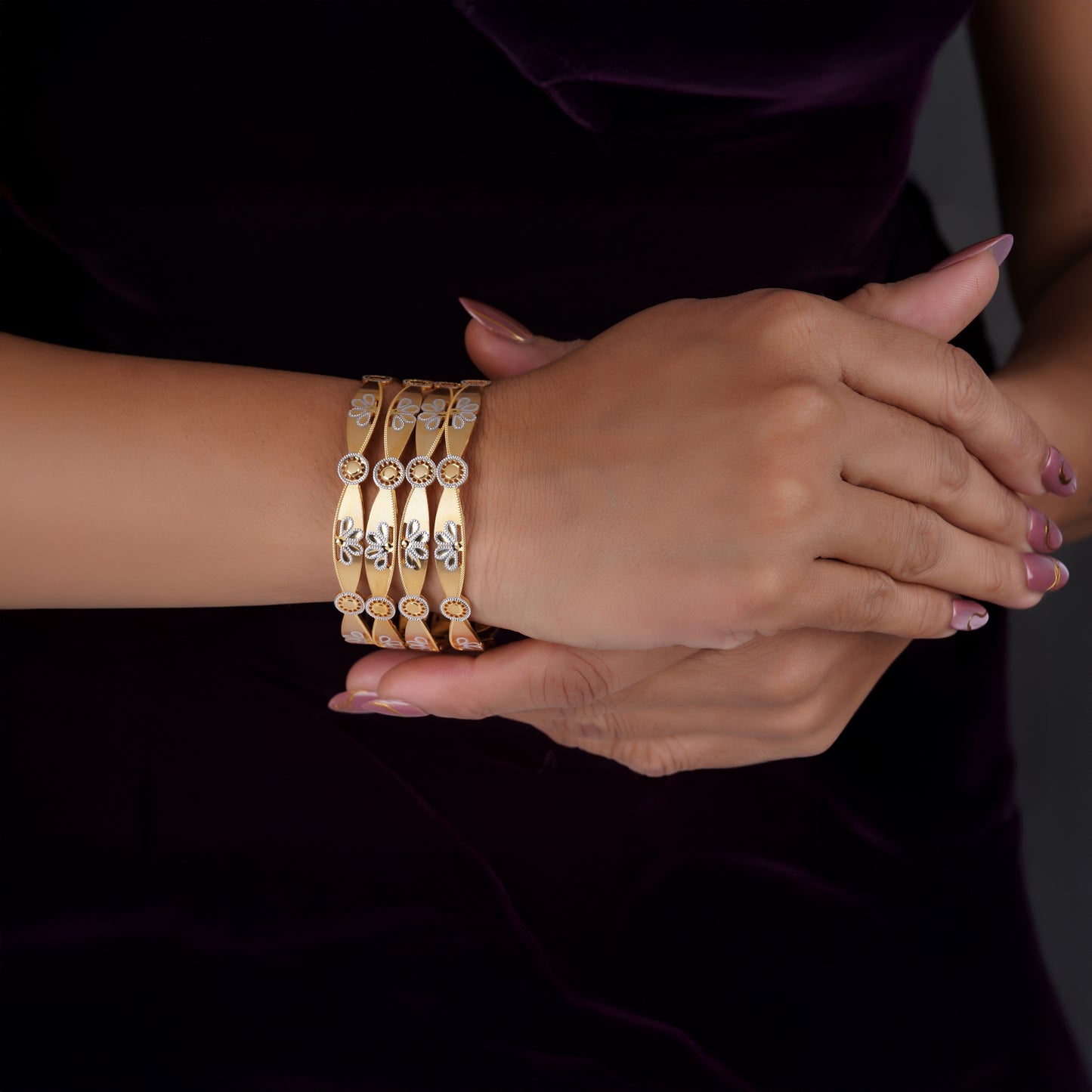 Classic Diamond Band Bangles – Timeless Elegance for Women