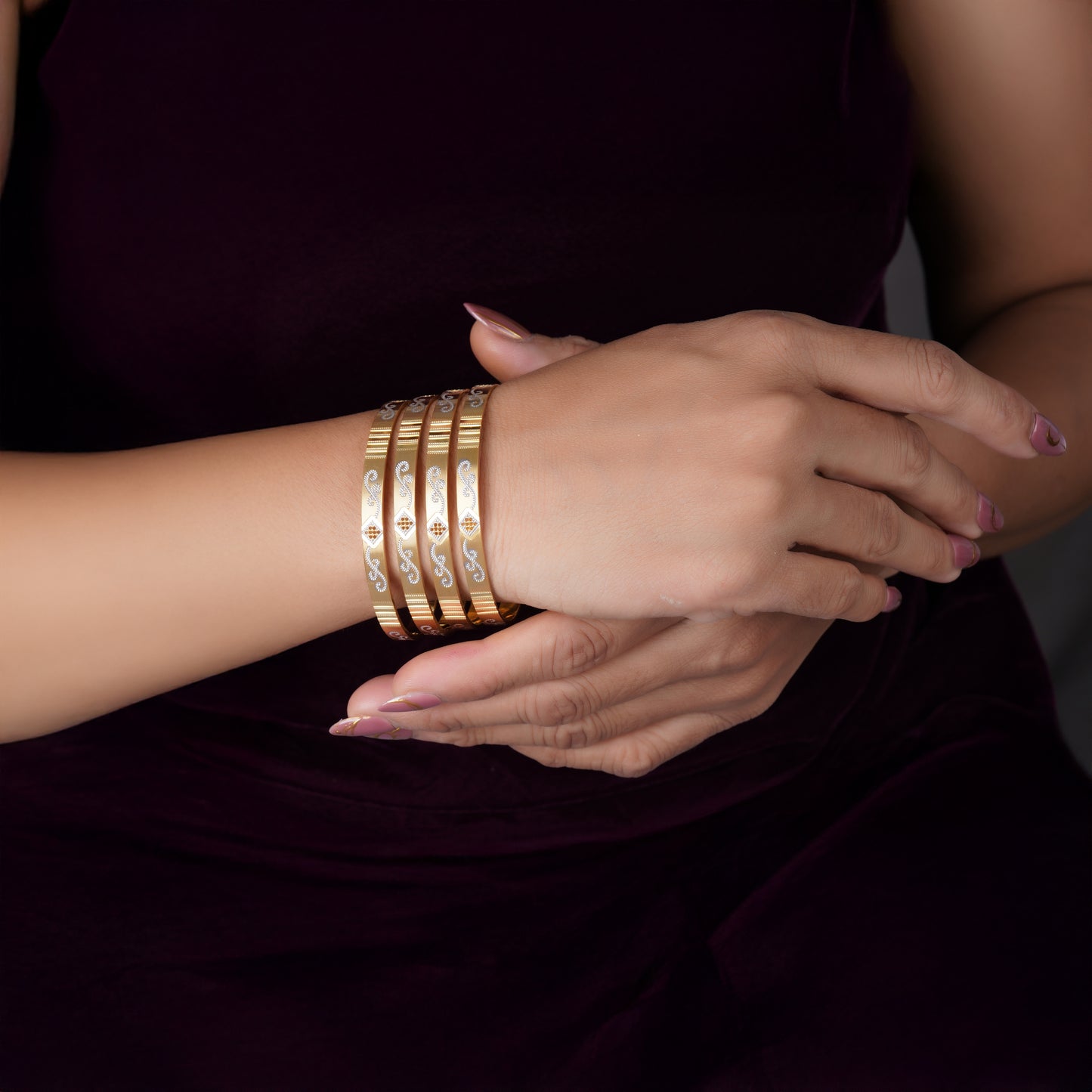 Classic Diamond Band Bangles – Timeless Elegance for Women