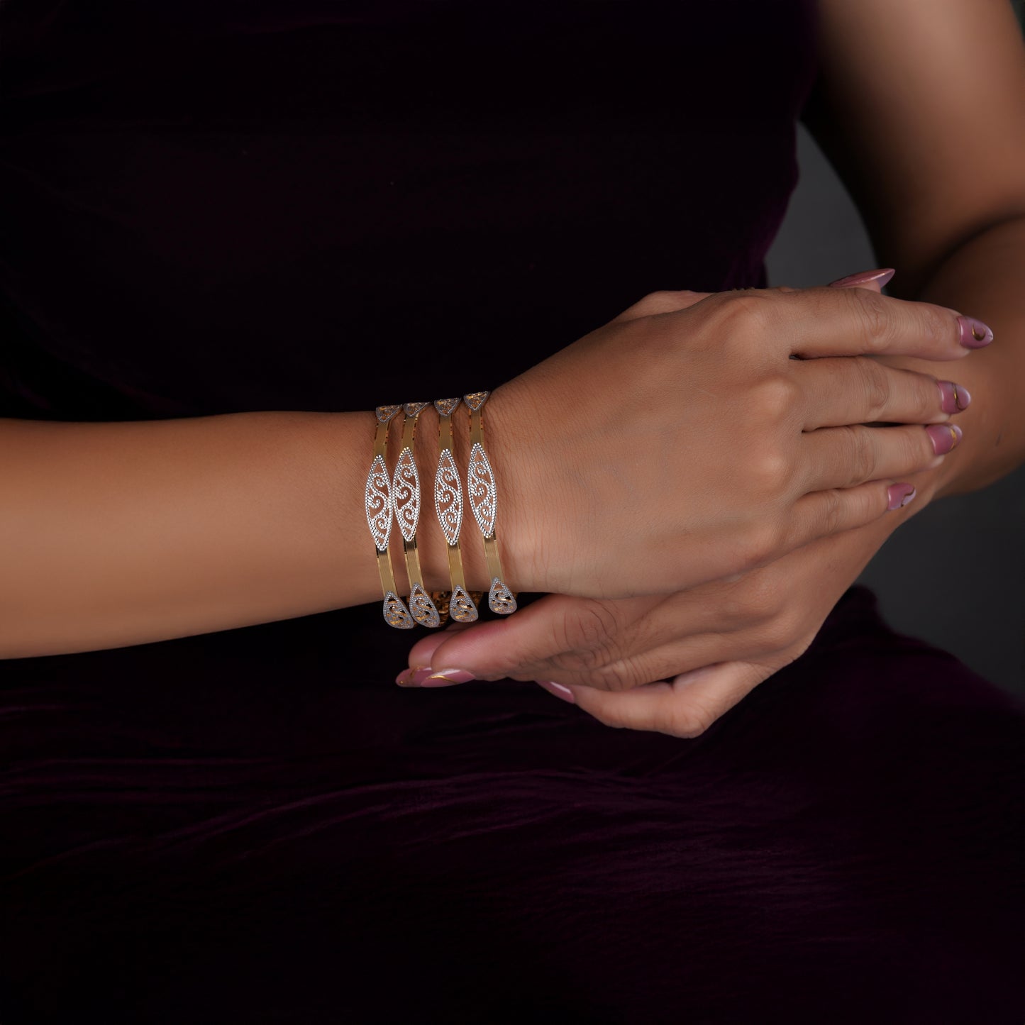 Classic Diamond Band Bangles – Timeless Elegance for Women