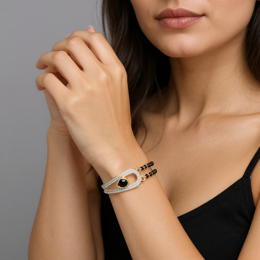 Elegant Circle Diamond Mangalsutra Bracelet – Traditional & Stylish Jewellery for Women